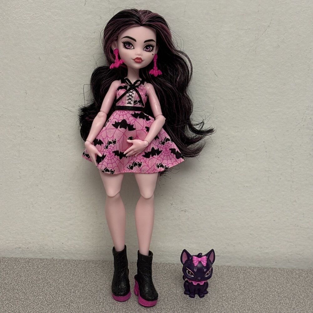 Monster High Bite In The Park Draculaura Doll with Dress, Shoes, Earrings, Pet